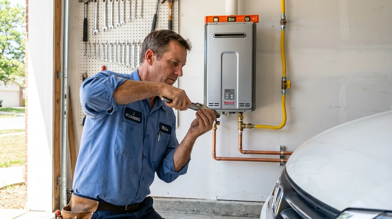 Tankless water heater installation by a Johns Plumbing LLC plumber in Chico