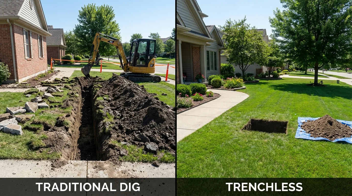 Trenchless sewer repair with minimal yard damage versus traditional excavation in Chico, CA